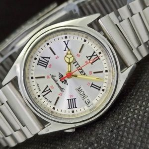 Vintage Automatic 1972 Citizen Mens Silver Watch with White Face